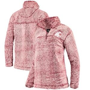 Washington State Cougars Women's Sherpa Super Soft Quarter Zip Pullover Jacket
